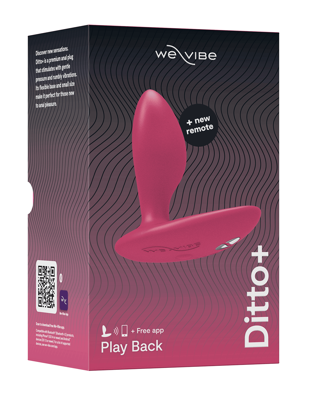 We-Vibe Ditto+ Bluetooth Anal Plug - Cosmic Pink - Box - Front
