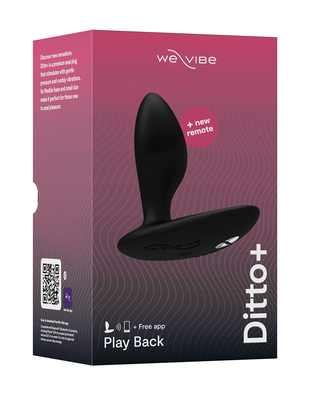 We-Vibe Ditto+ Bluetooth Anal Plug - Satin Black - Box - Front
