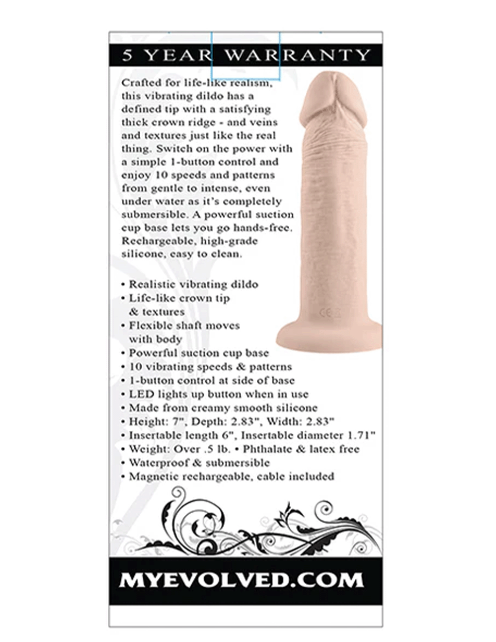 Evolved 6in Vibrating Silicone Dong