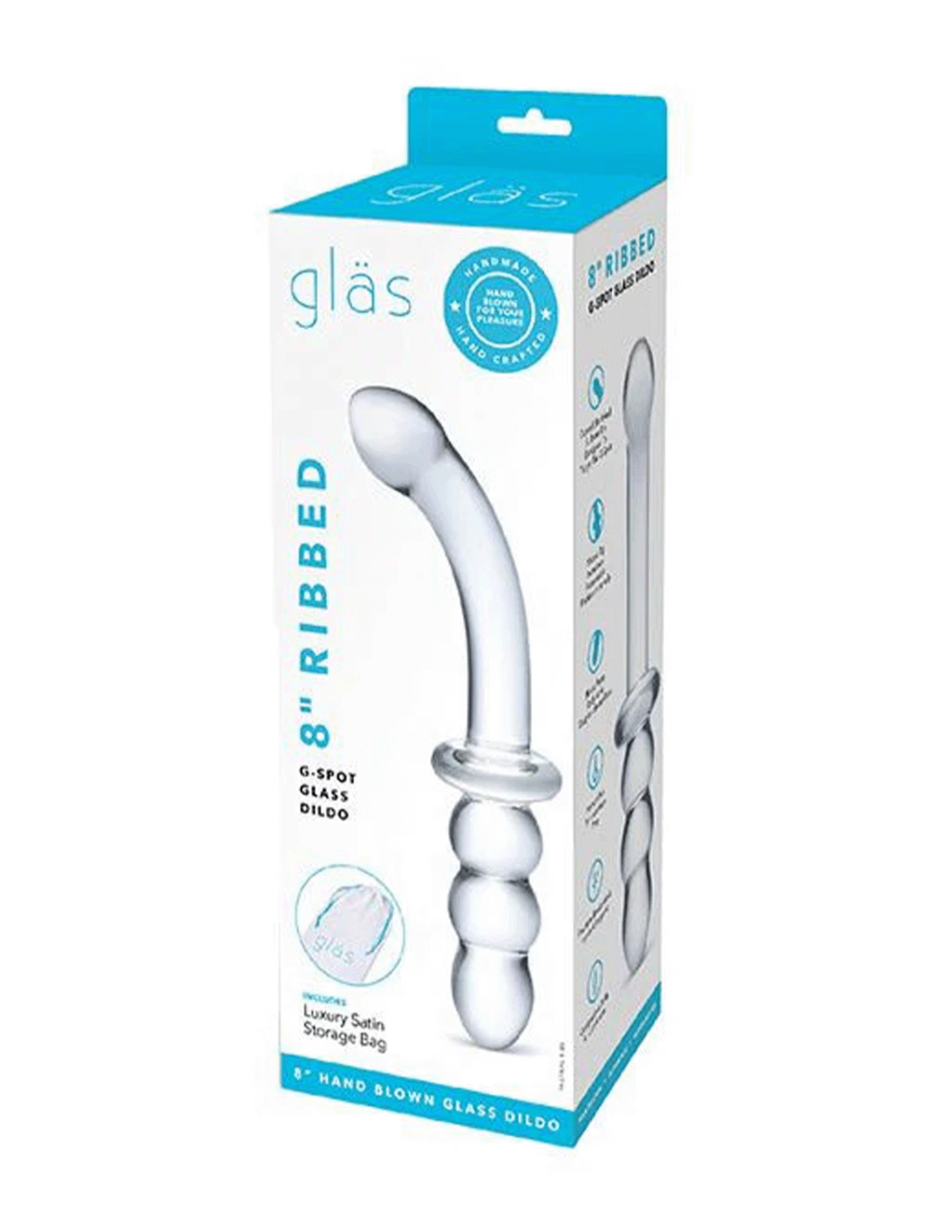 8in Ribbed G-Spot Glass Dildo