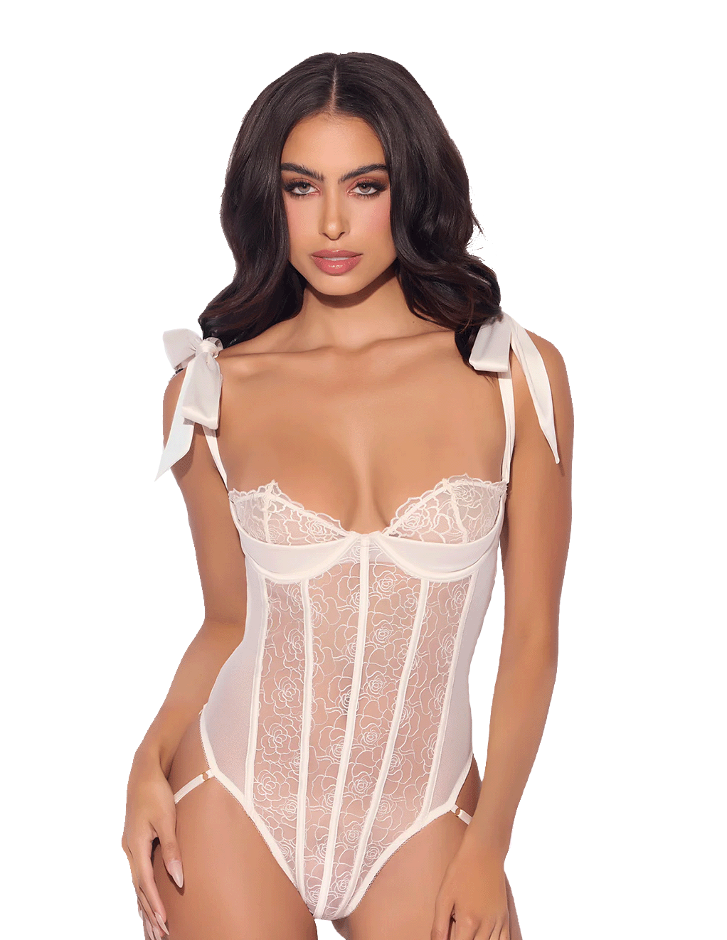 Rosalie Rose Lace-Up Strappy Teddy