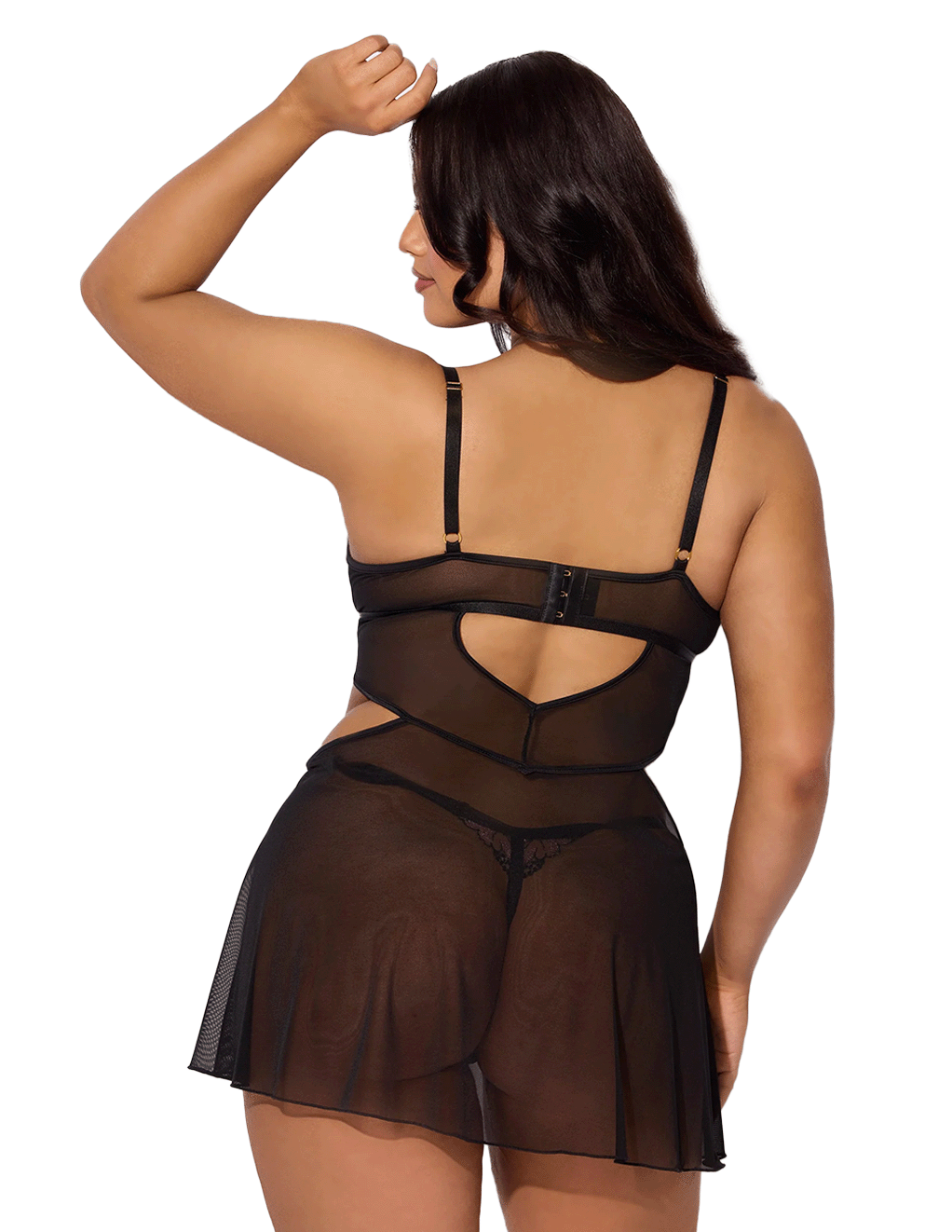 Nova Blacklight Reactive Floral Embroidered Babydoll & G-String Set