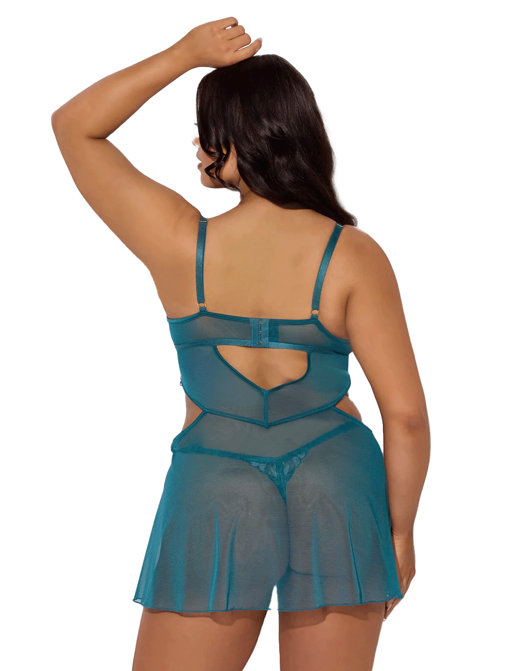 Nova Blacklight Reactive Floral Embroidered Babydoll & G-String Set