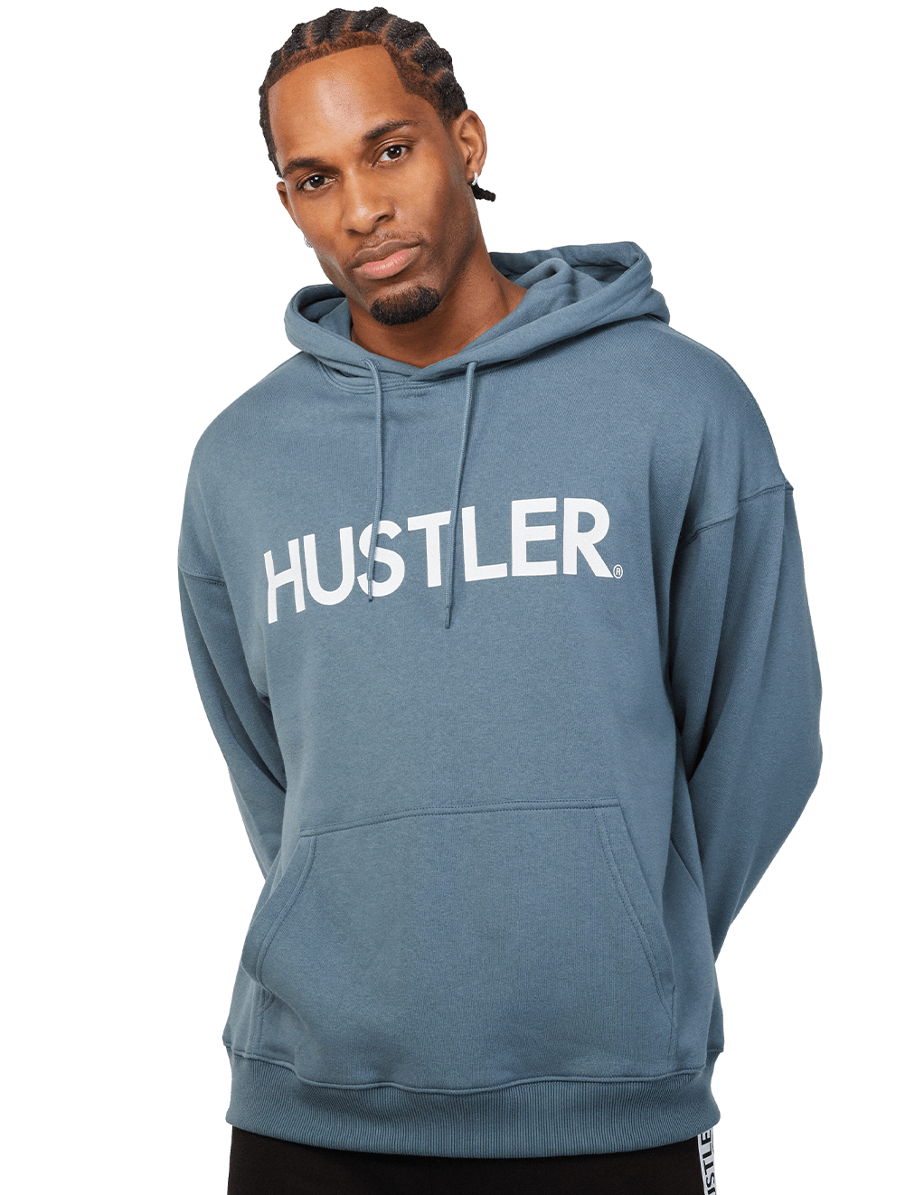 HUSTLER Classic Logo Pull Over Hoodie - Charcoal Front 