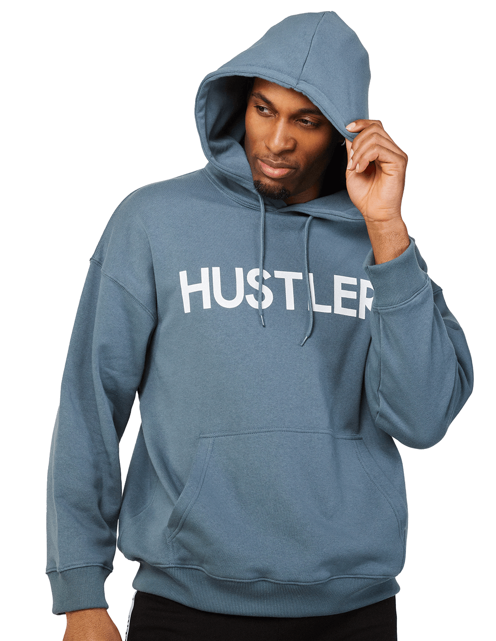 HUSTLER Classic Logo Pull Over Hoodie - Charcoal Front Hood