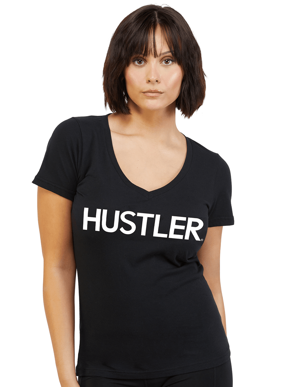 Hustler Classic Logo V Neck Tee Apparel Womens At Hustler Hollywood 0506