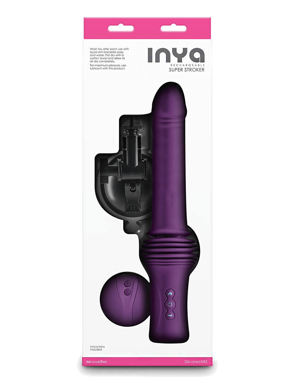 Inya Super Stroker Thrusting Vibrator - Purple - Box - Back