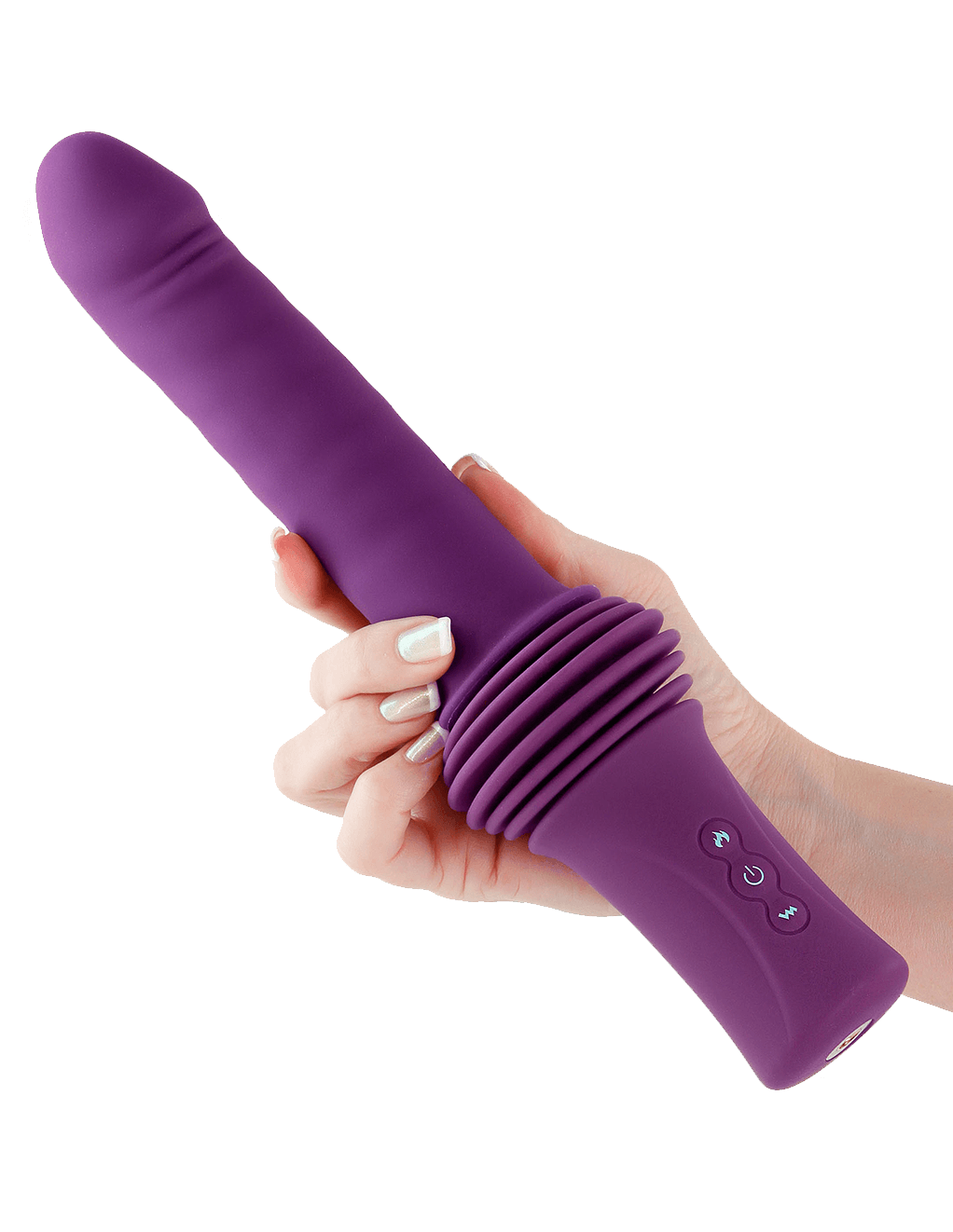 Inya Super Stroker Thrusting Vibrator - Purple - In Hand