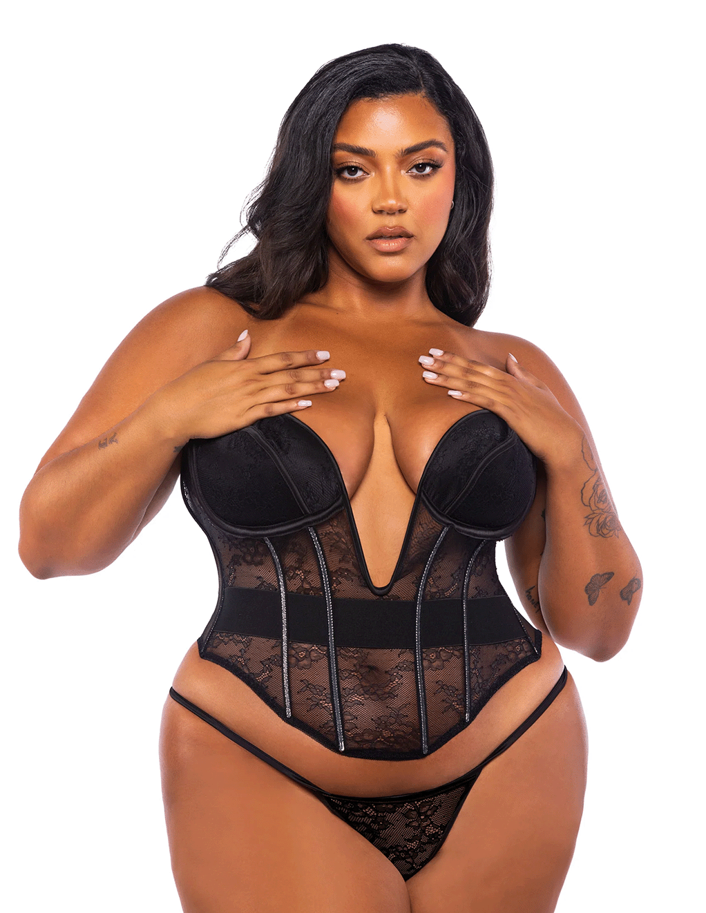 Belle Noir Lace Boned Corset