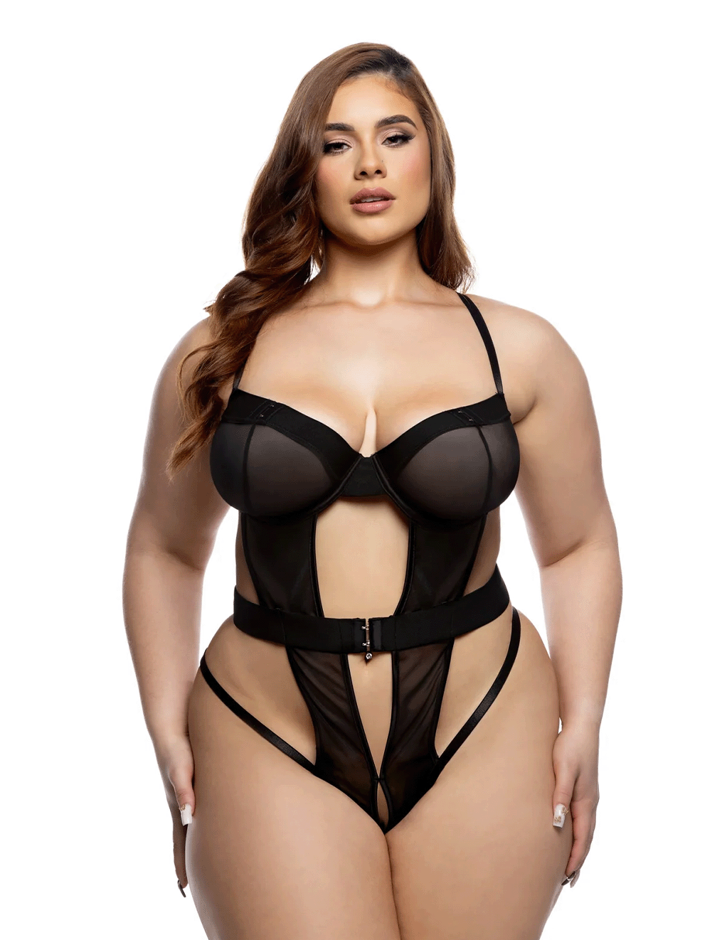 Millennium Fishnet & Wide Elastic Cut Out Teddy