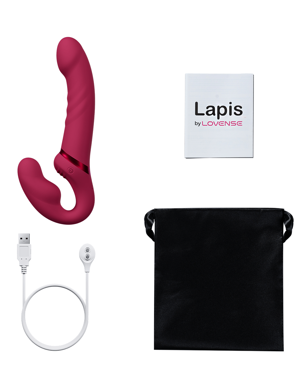 Lovense Lapis Vibrating Strapless Strap-On - Pink - Box Contents