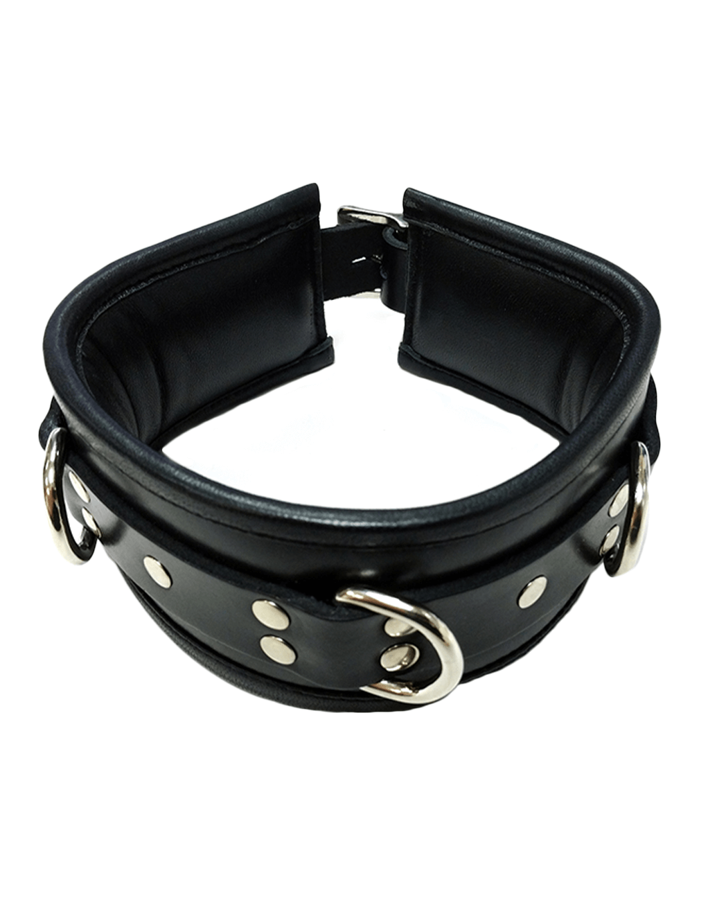 Rouge Leather 3 D-Ring Padded Collar - Black - Main