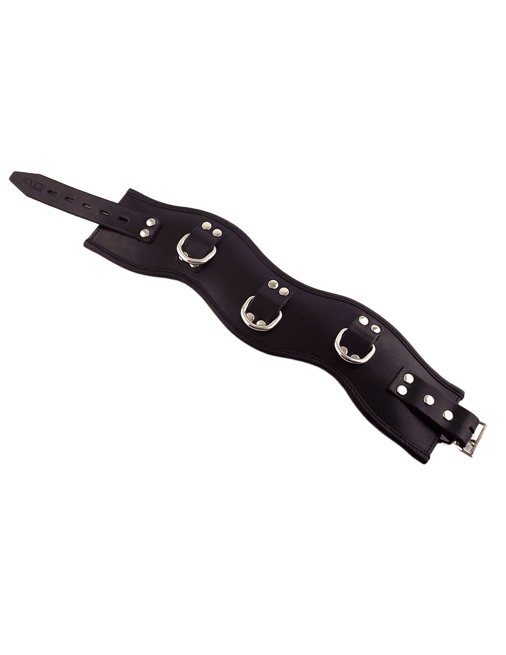 Rouge Leather Padded 3 D-Ring Posture Collar - Black - Flat Front
