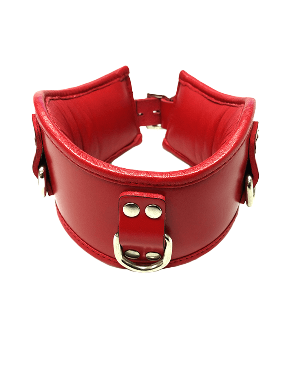 Rouge Leather Padded 3 D-Ring Posture Collar - Red - Main