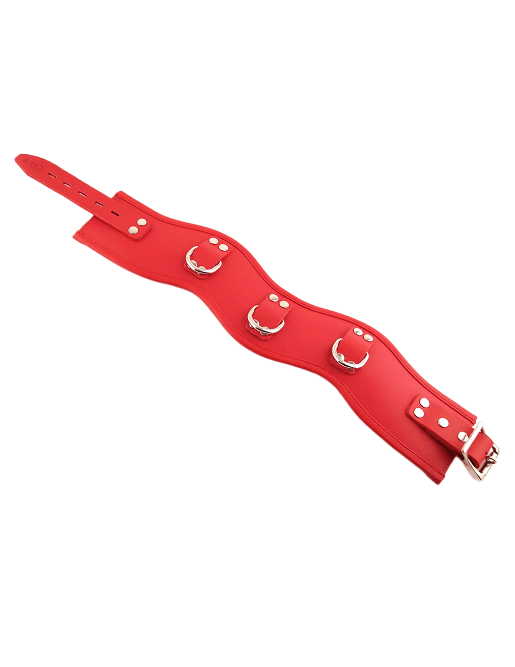 Rouge Leather Padded 3 D-Ring Posture Collar - Red - Flat Front