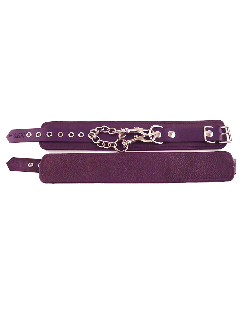 Rouge Leather Wrist Cuffs - Purple - Flat