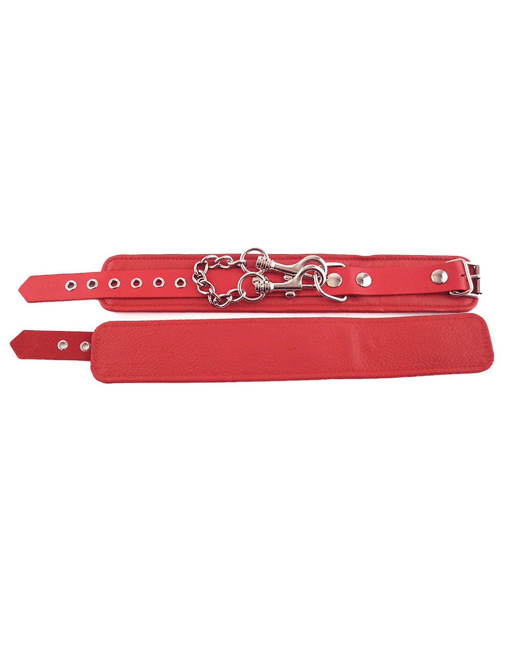 Rouge Leather Wrist Cuffs - Red - Flat