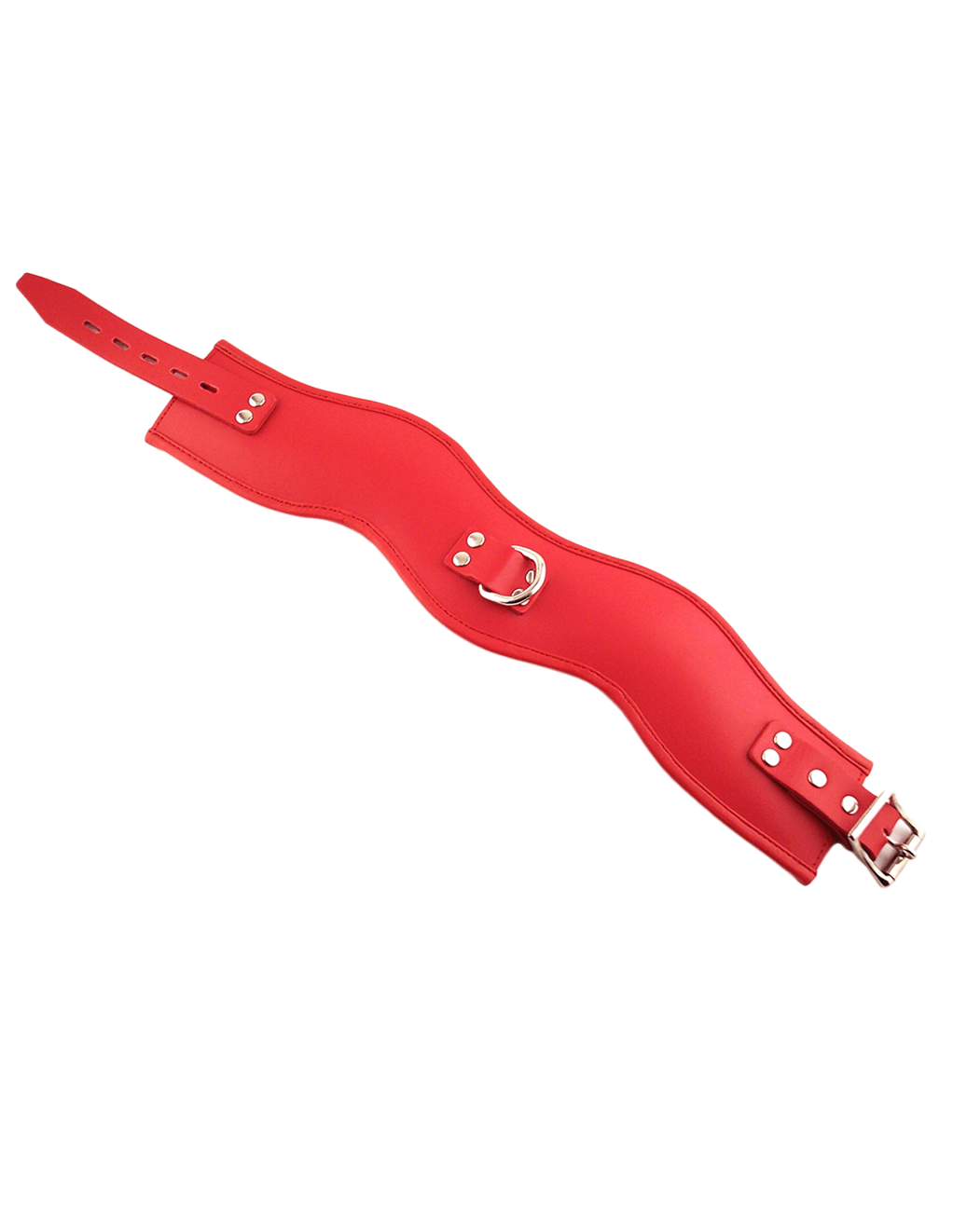 Rouge Leather Padded 1 D-Ring Posture Collar - Red - Flat