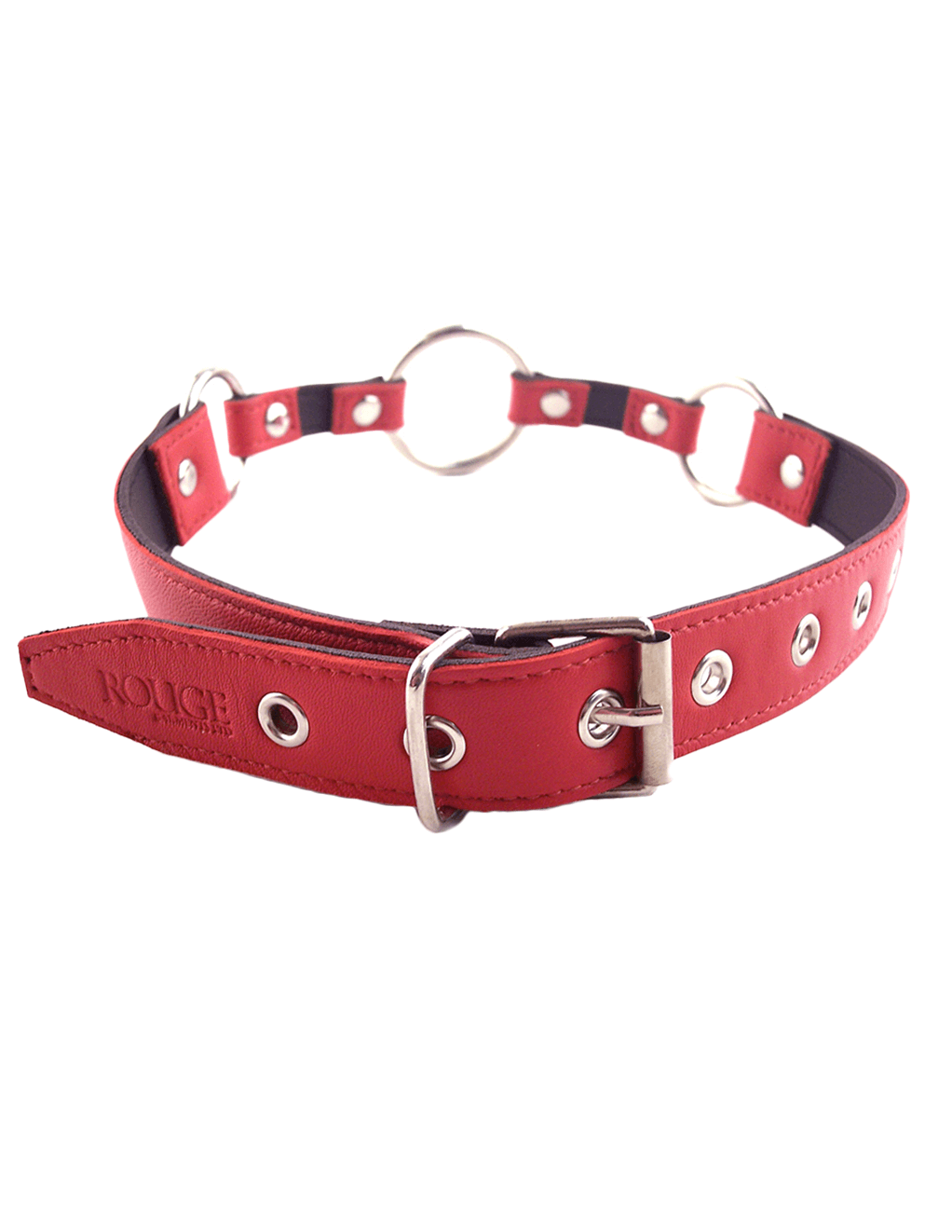 Rouge Leather O-Ring Gag - Red - Back