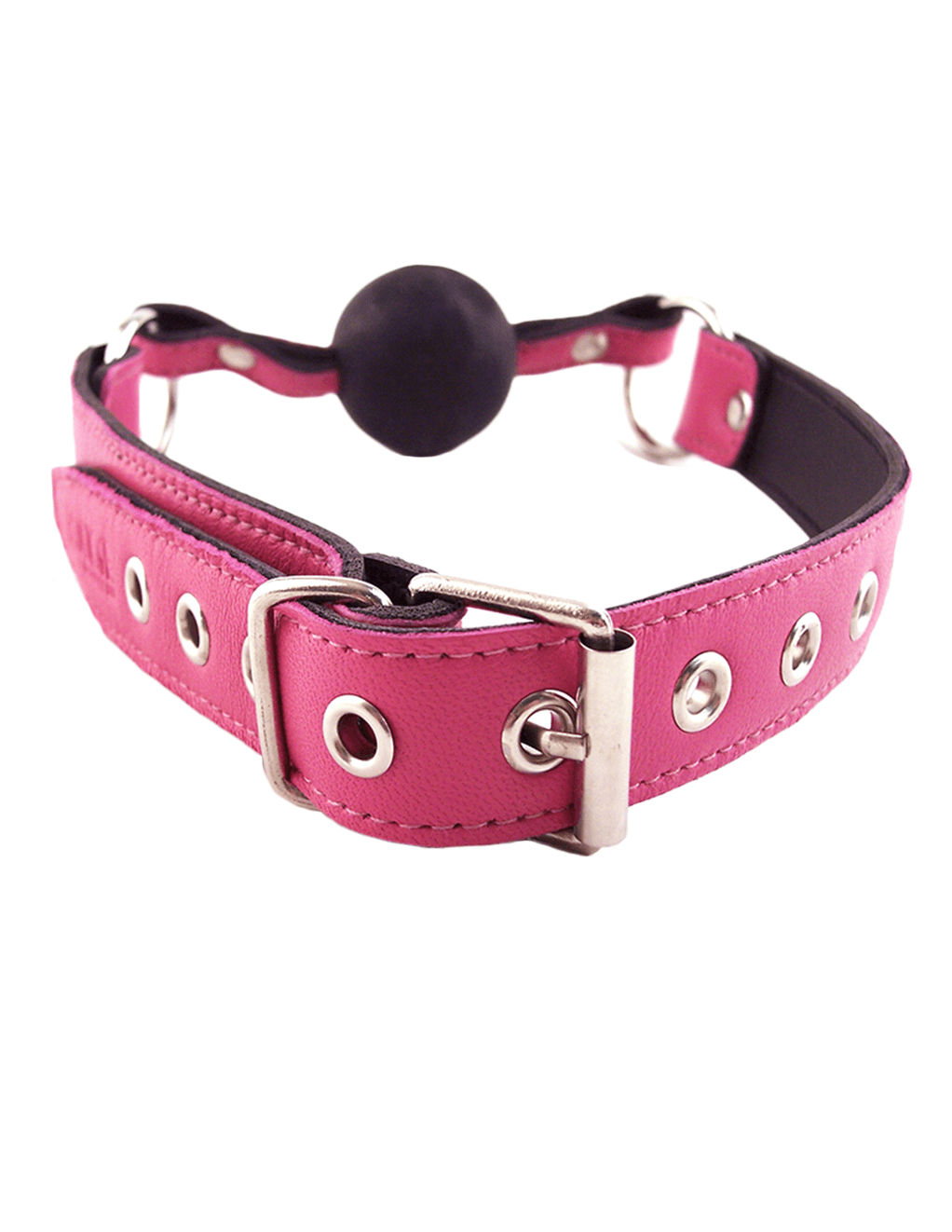 Rouge Leather & Rubber Ball Gag - Pink/Black - Back