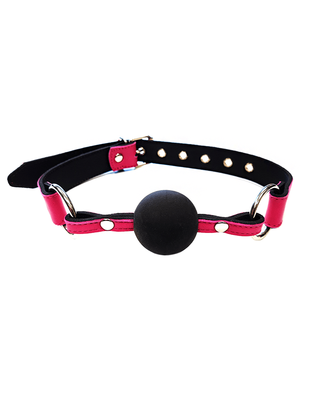 Rouge Leather & Rubber Ball Gag - Pink/Black - Main