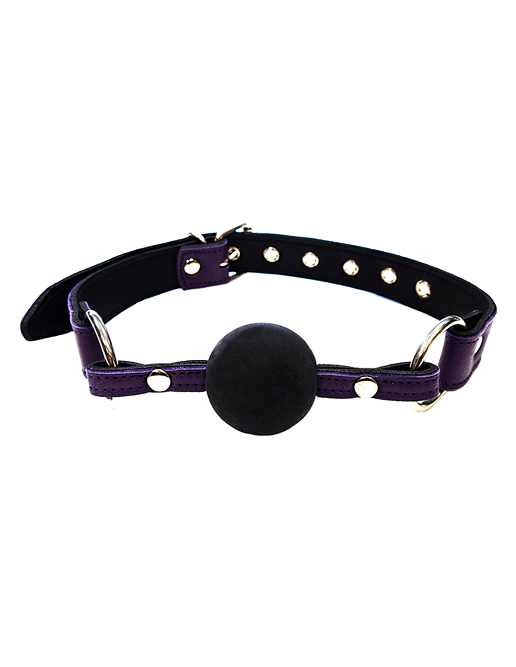 Rouge Leather & Rubber Ball Gag - Purple/Black - Main