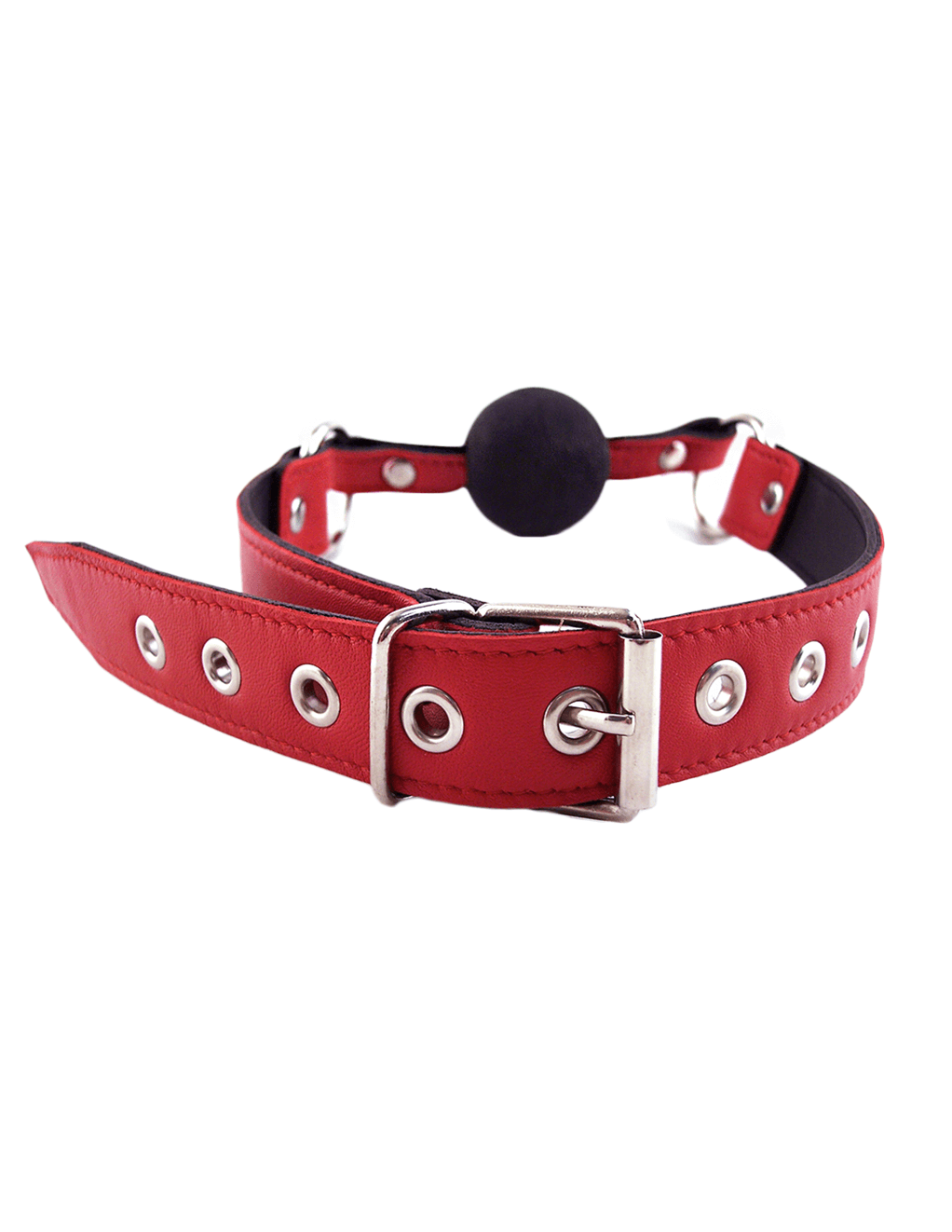 Rouge Leather & Rubber Ball Gag - Red/Black - Back