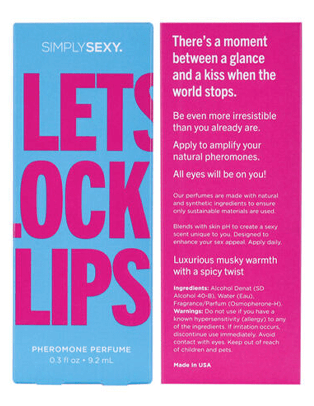 Simply Sexy Let's Lock Lips Pheromone Perfume - Box Details