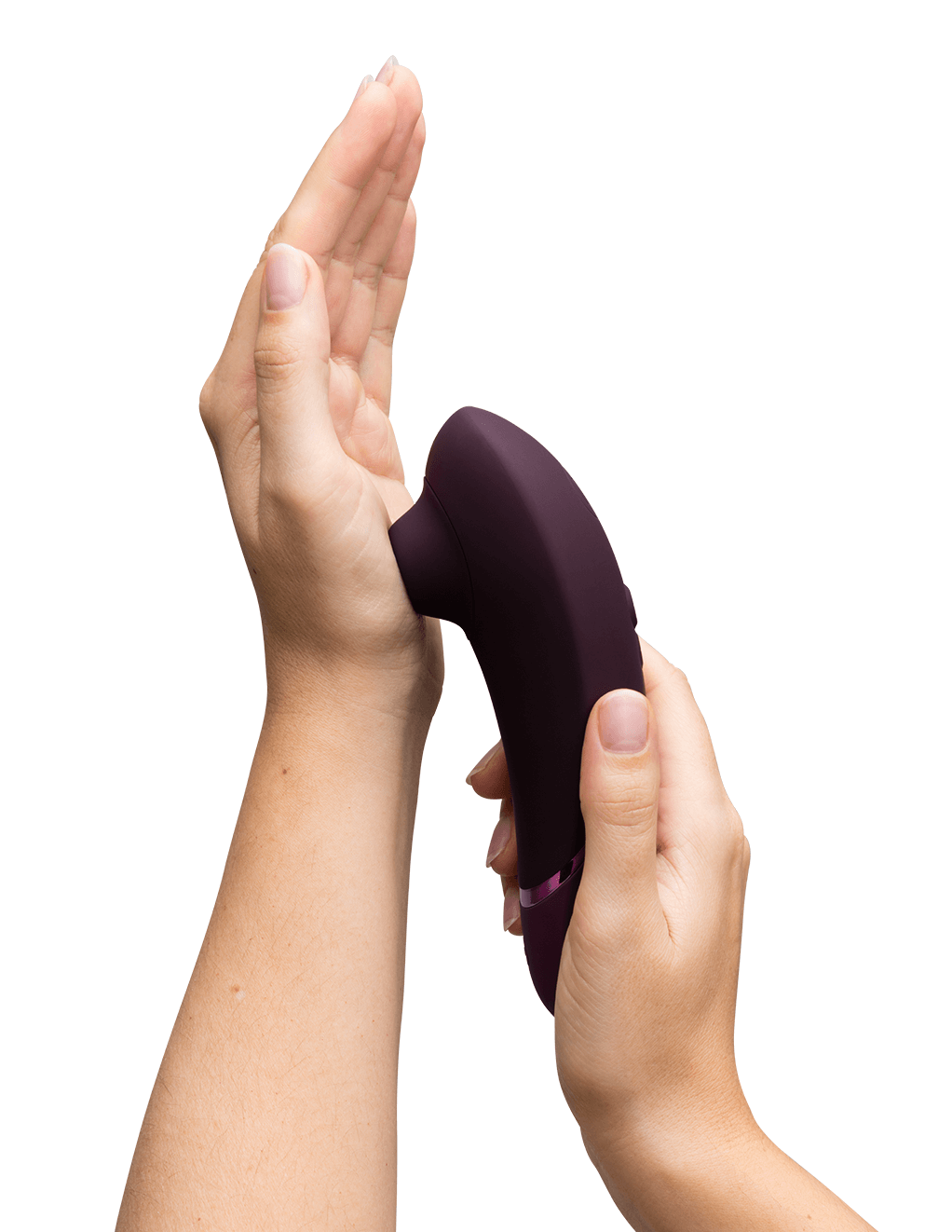 Womanizer Next Clitoral Stimulator - Dark Purple - In Hand - Suction