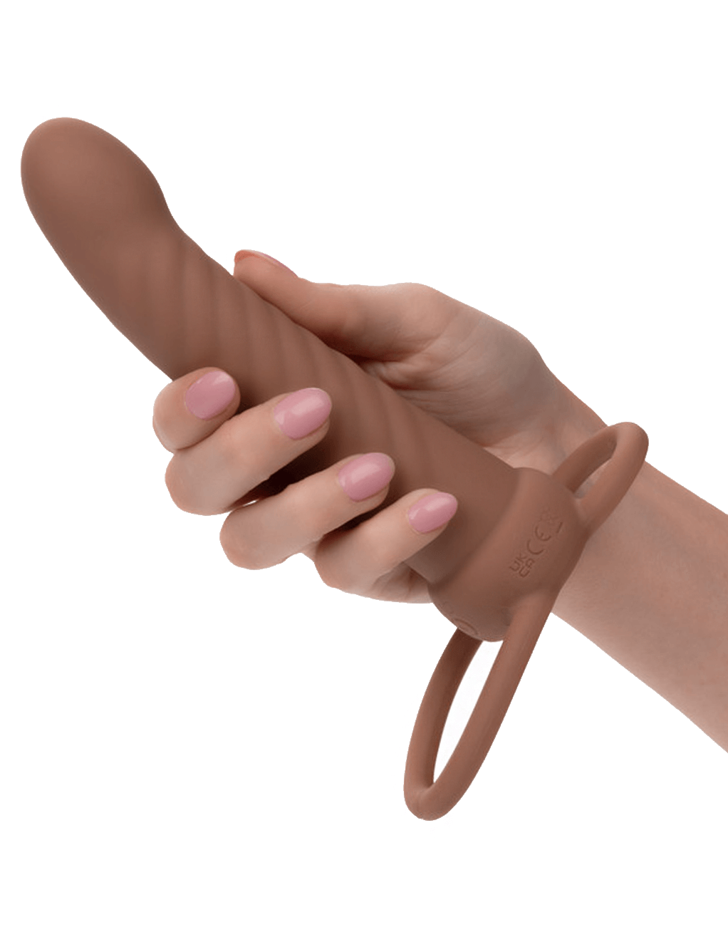 Performance Maxx Rechargeable Ribbed Dual Penetrator - Chocolate - In Hand