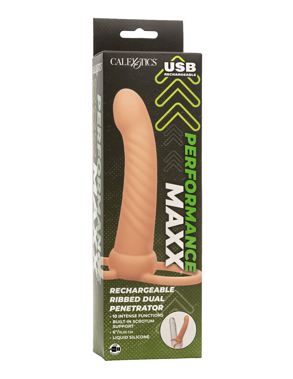 Performance Maxx Rechargeable Ribbed Dual Penetrator - Vanilla - Box