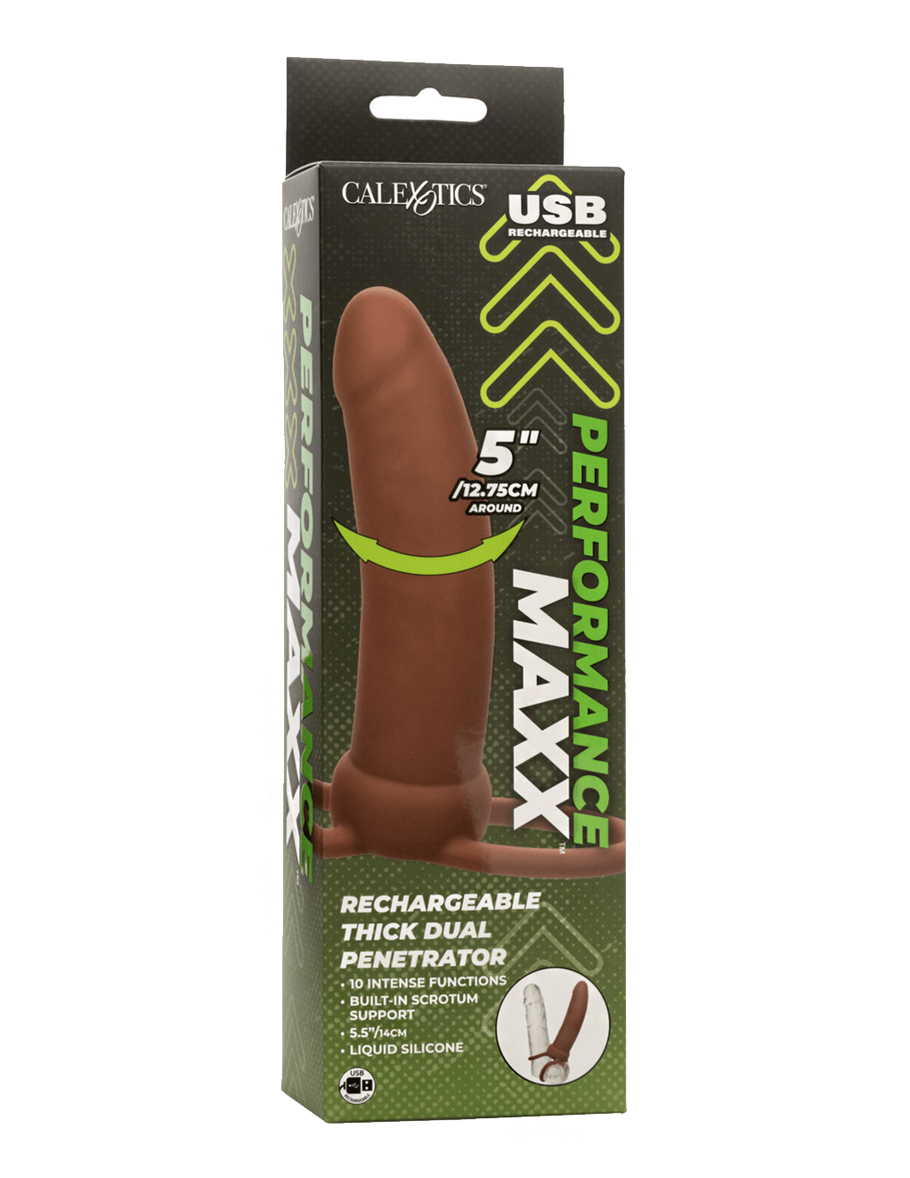 Performance Maxx Rechargeable Thick Dual Penetrator - Chocolate - Box Front