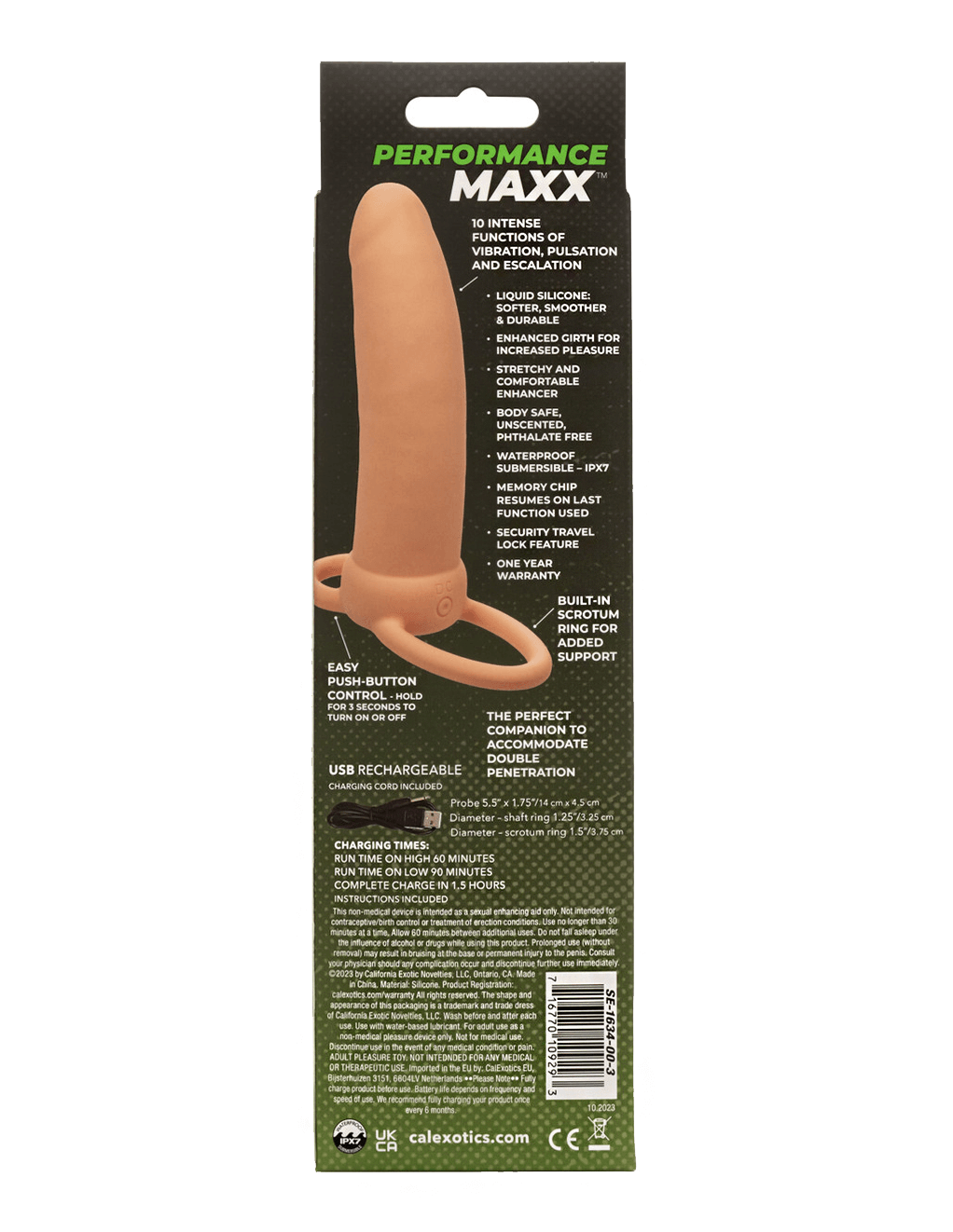 Performance Maxx Rechargeable Thick Dual Penetrator - Vanilla - Box Back