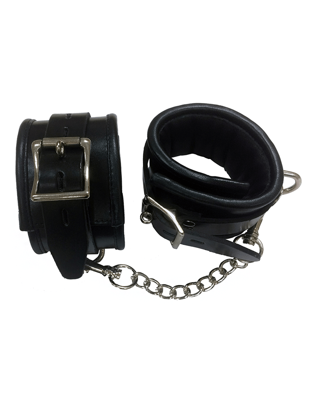 Rouge Padded Leather Ankle Cuffs - Black - Side