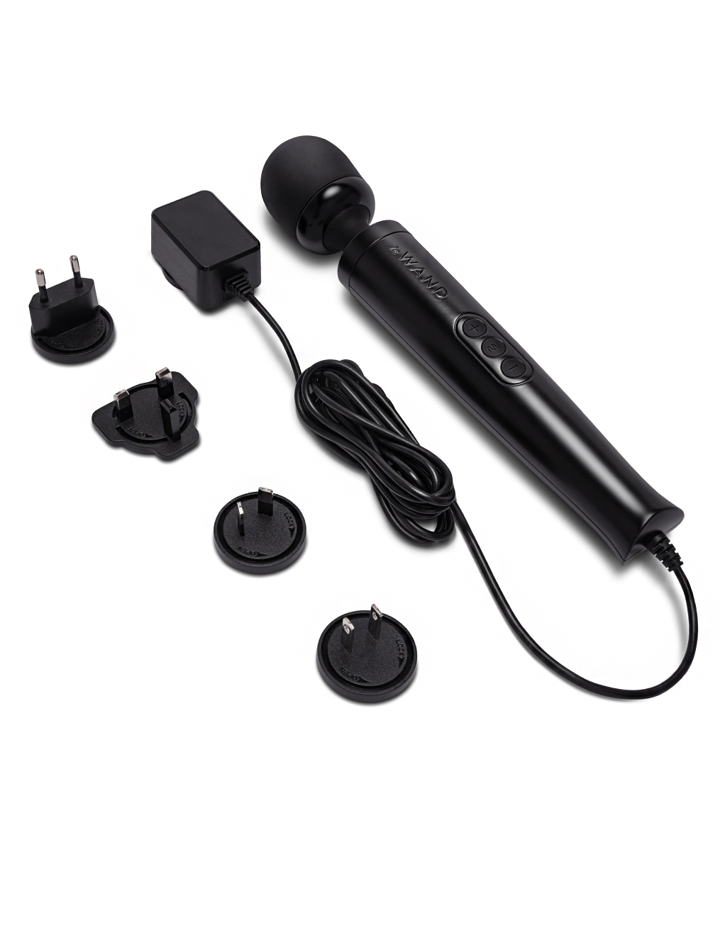 Le Wand Diecast Plug-In Vibrating Wand - Black - Adapters Alt