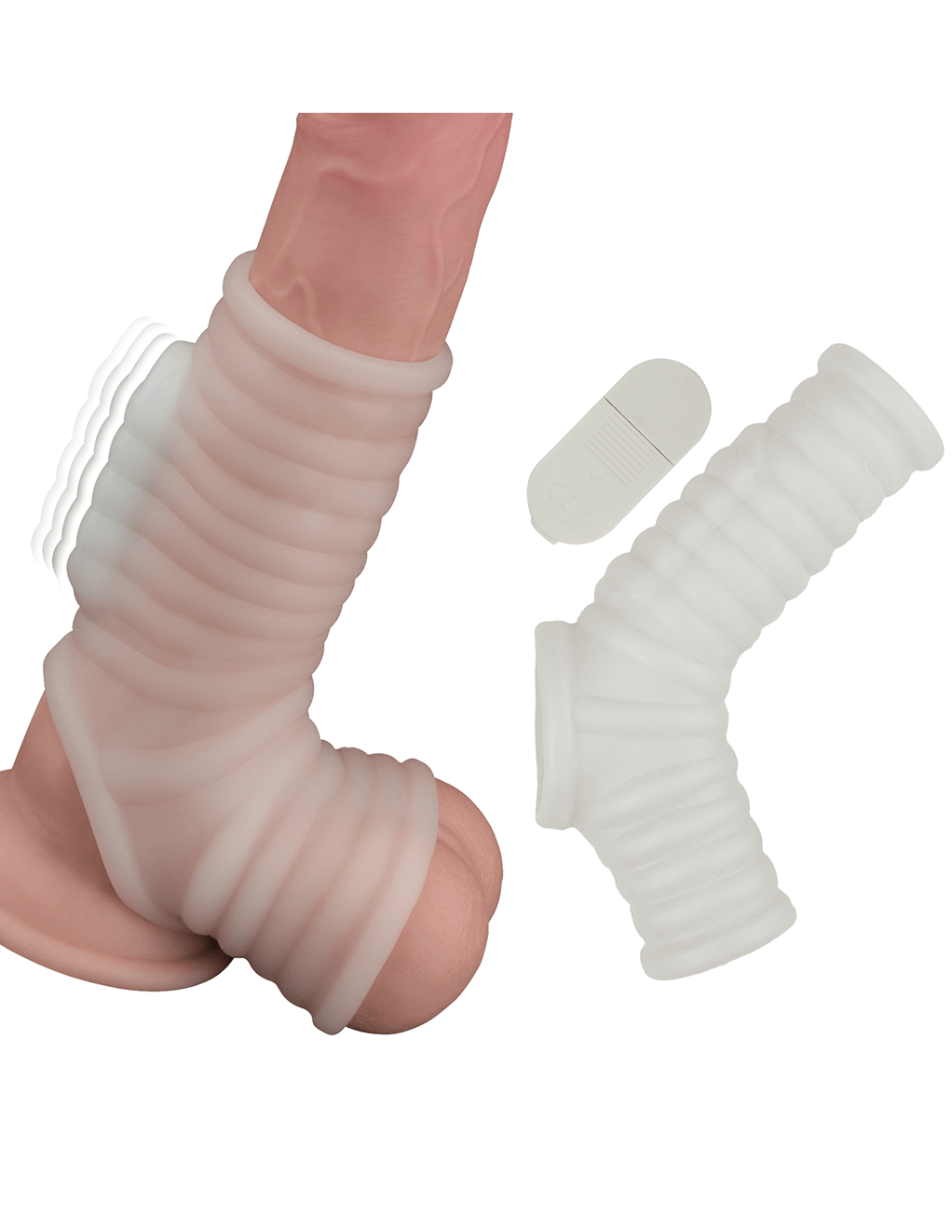 Ribbed Vibrating Power Sleeve - Demo On Toy With Bullet