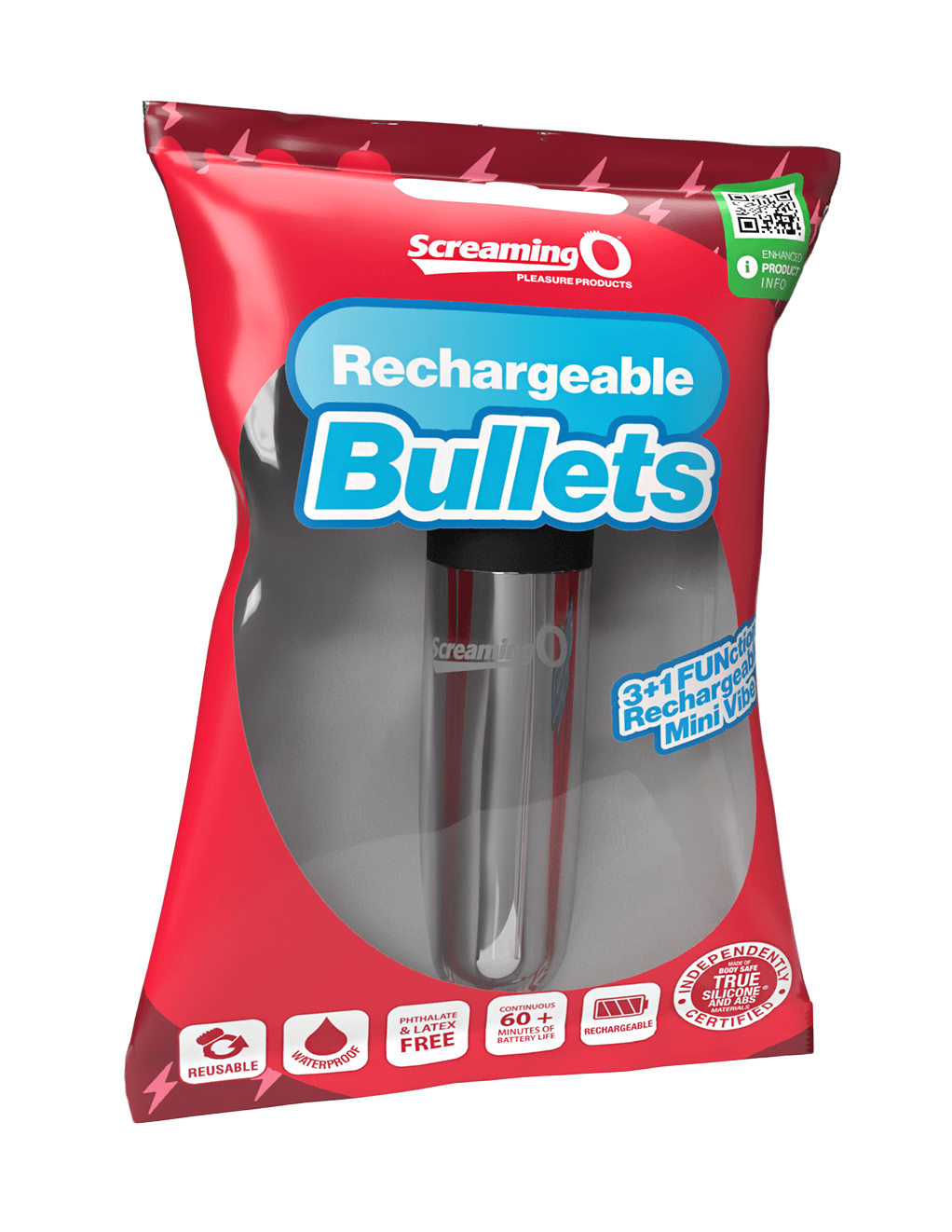 Screaming O Rechargeable Bullet - Silver - Packaging