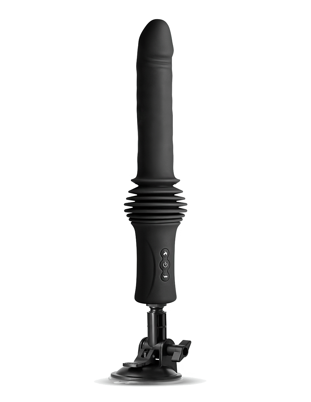 Renegade Super Stroker Thrusting Vibrator - Black - With Mount