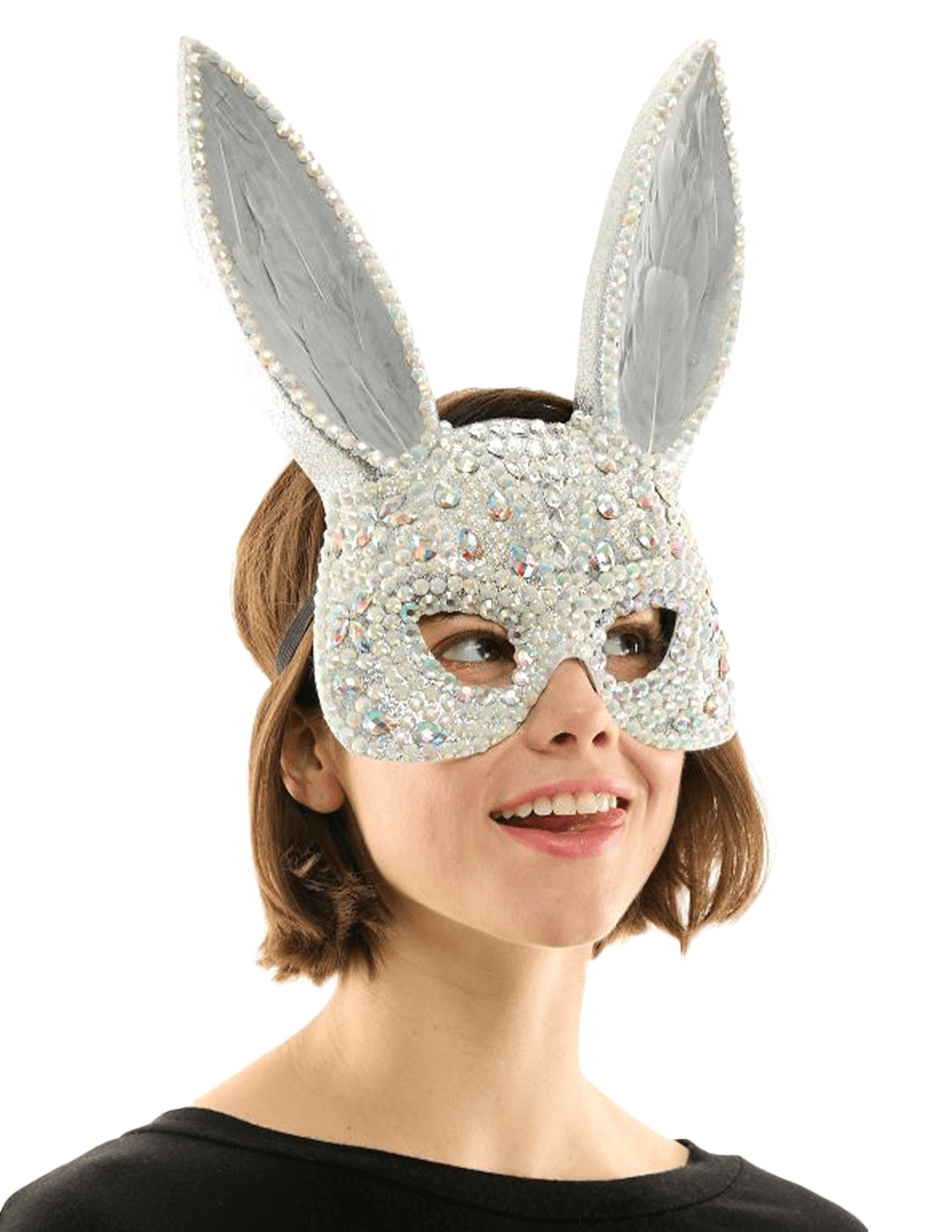 Rhinestone Bunny Mask - Side