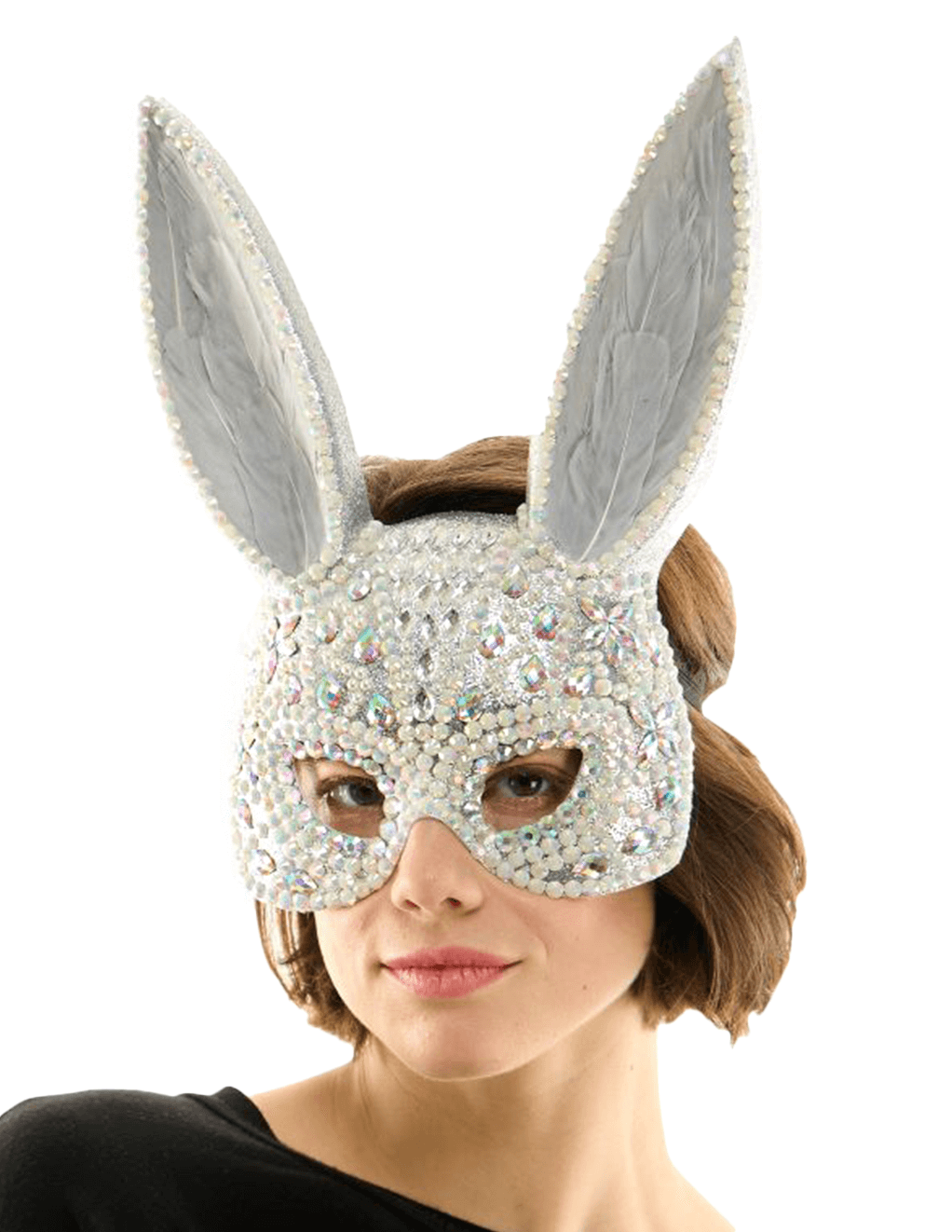 Rhinestone Bunny Mask - Front