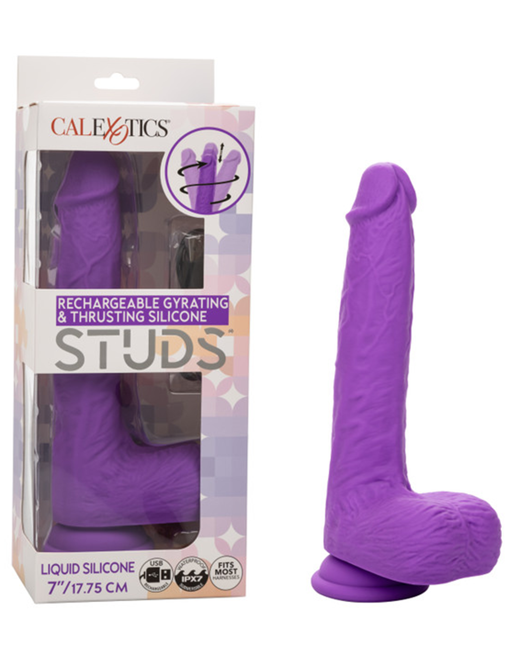 Gyrating Thrusting Silicone Studs 7in Dildo