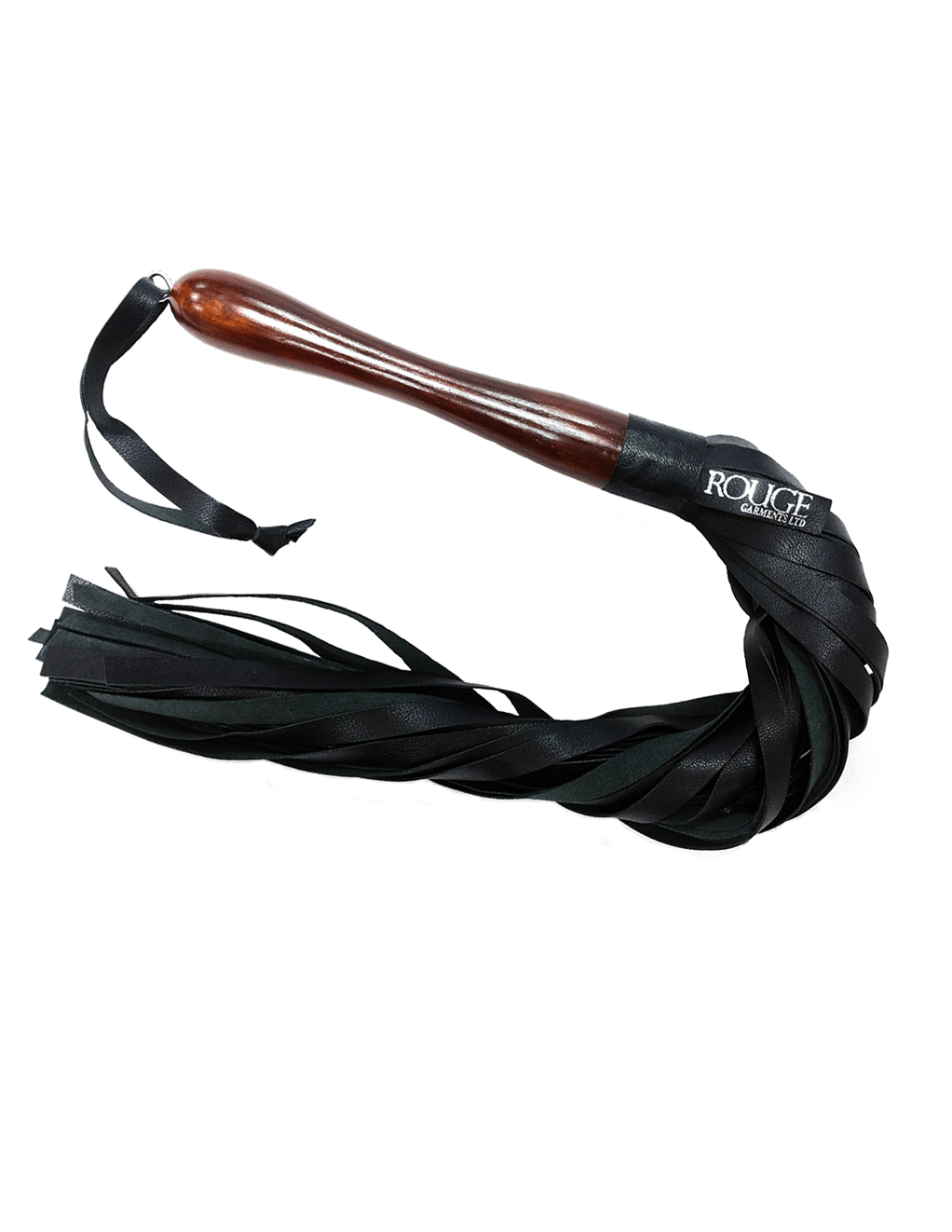 Rouge Wooden Handle Leather Flogger - Black - Main