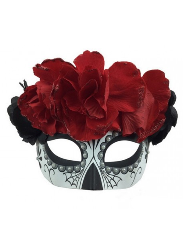 Dia De Los Muertos Floral Half Mask