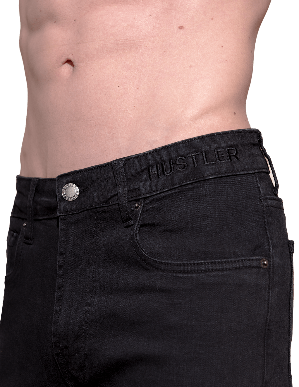 HUSTLER® Mens Jeans - Black - Side Logo Detail