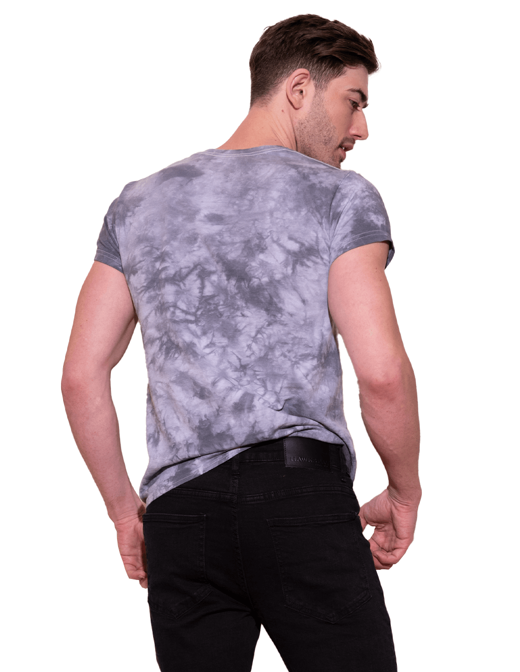 HUSTLER® Minimal Logo Tie Dye Tee - Silver - Back