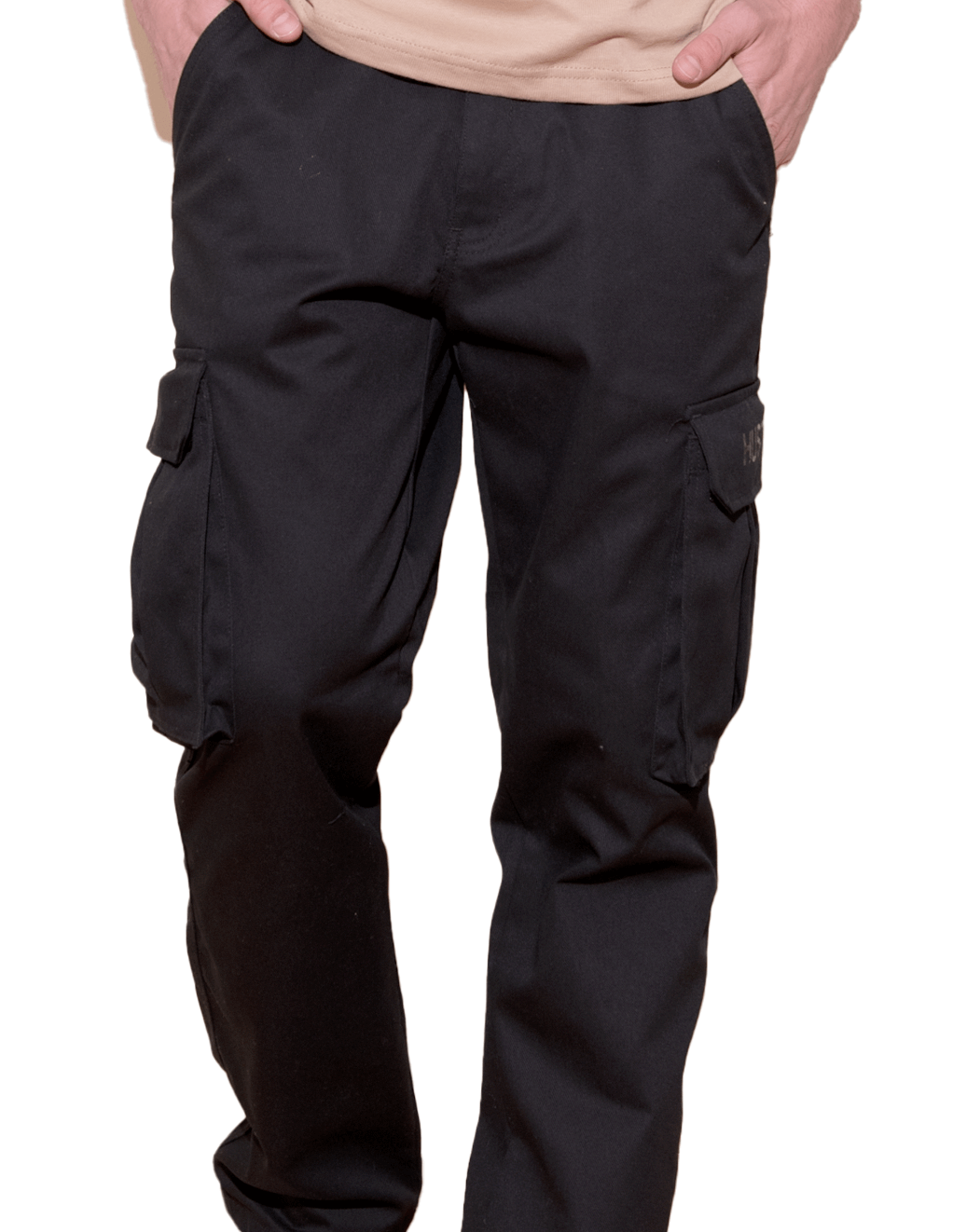HUSTLER® Mens Cargo Pants - Black - Main