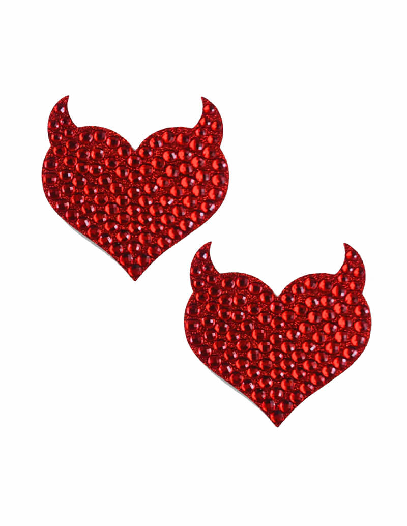 Hearts Desire Red Jewel Devil I Heart U Nipple Cover Pasties