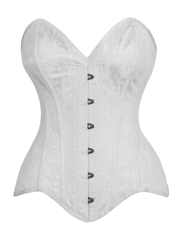 Satin Lace Overlay Steel Boned Corset