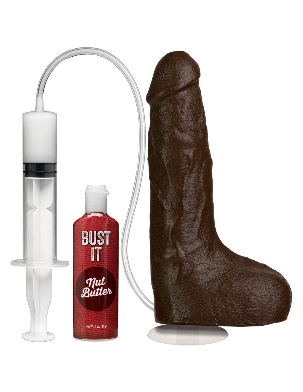 Bust It 8.5 Inch Realistic Squirting Cock- Chocolate- Front