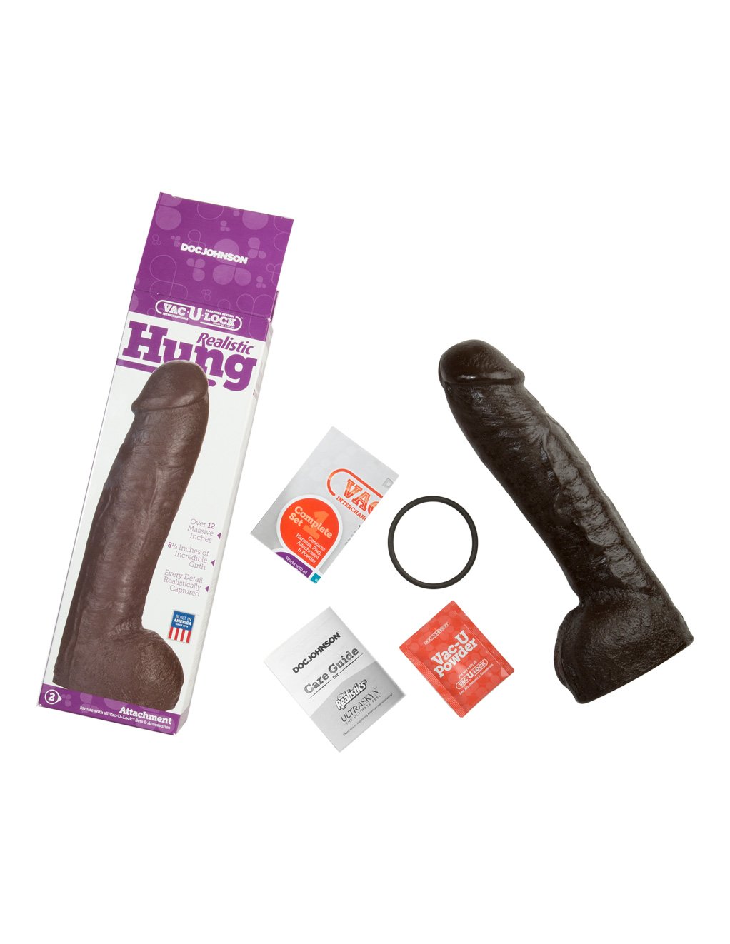 Vac-U-Lock Hung 12 Inch Dildo- Black- Contents